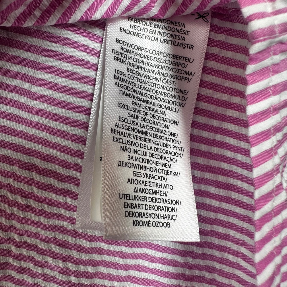 Polo Ralph Lauren Shirt Men Medium Pink Seersucker Stripe Untuck Fit Wrinkle NEW - Picture 9 of 10